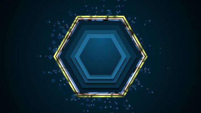 Dark layered hexagon and bokeh light particles background animation