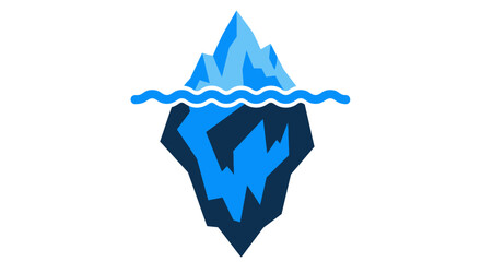 Blue iceberg with visible underwater portion a graphic silhouette glacier arctic antarctic frozen water ocean cold illustration © Itz