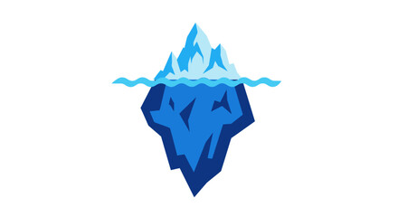 Blue iceberg with visible underwater portion depicted as a flat vector silhouette glacial arctic antarctic frozen water © Itz
