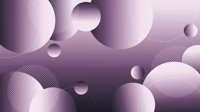 Abstract background with overlapping shaded circles animation, diagonal stripe patterns and dashed circular outlines, sleek modern design