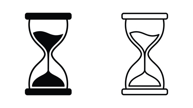 Hourglass Silhouettes On White Background Linear Illustration