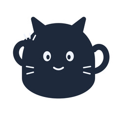 Kawaii Black Cat Waving © chalaka