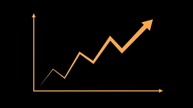 Rising line chart with arrow growth progress and business success animation, Business rising growth chart with upward arrow