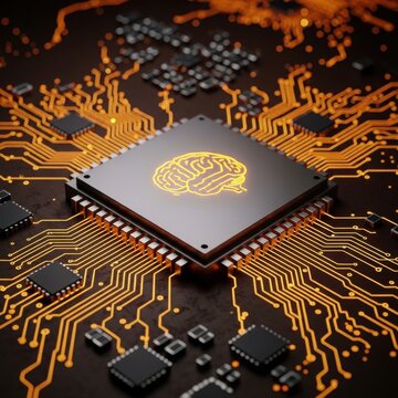 Central processing unit with brain icon