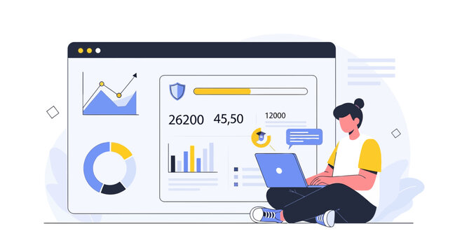 Digital Analytics Dashboard UI Design with Person
