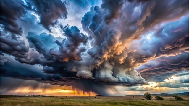 Dramatic dark black sky cloud storm pattern