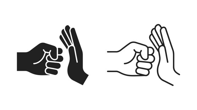 Hand Gestures Silhouette Rock Paper Scissors Game Symbols In Black