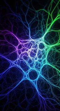 Colorful Abstract Neural Network Digital Art Background.