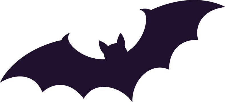 A dark purple bat silhouette with detailed wings and a subtle head shape for Halloween or horror-themed designs.