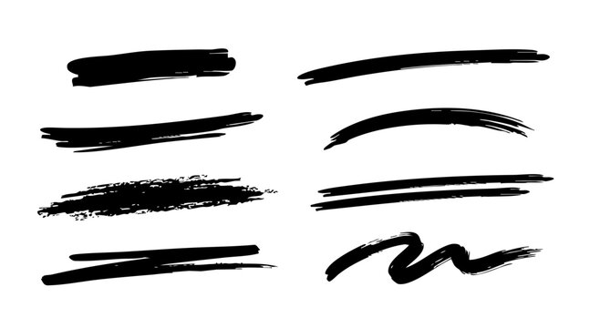 Textured grunge brush strokes collection featuring assorted dry paint markings and artistic ink smears for dynamic digital design project layouts