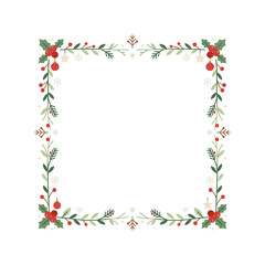 Fototapeta premium Christmas Floral Square Frame Vector