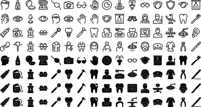 Set of medical, dental and ophthalmology icons