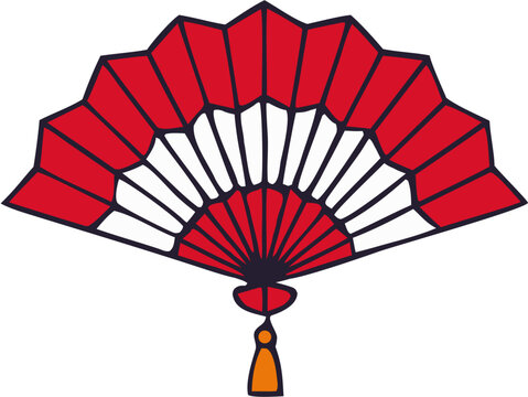 Red and White Patriotic Hand Fan Vector Graphic for Indonesian Independence Day