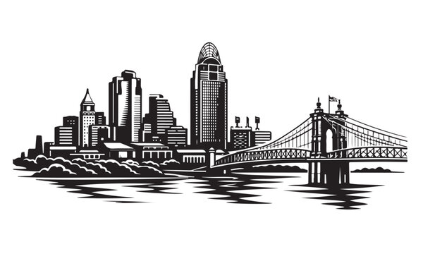 Cincinnati Skyline Silhouette Vector Illustration
