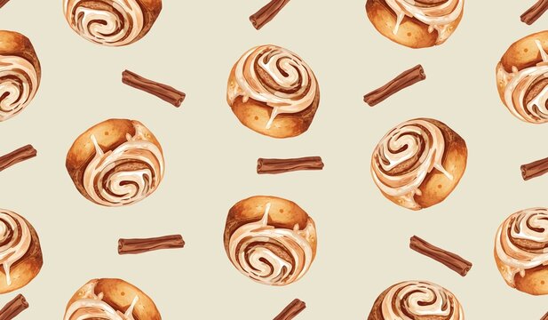 Cute cinnamon rolls pattern background design