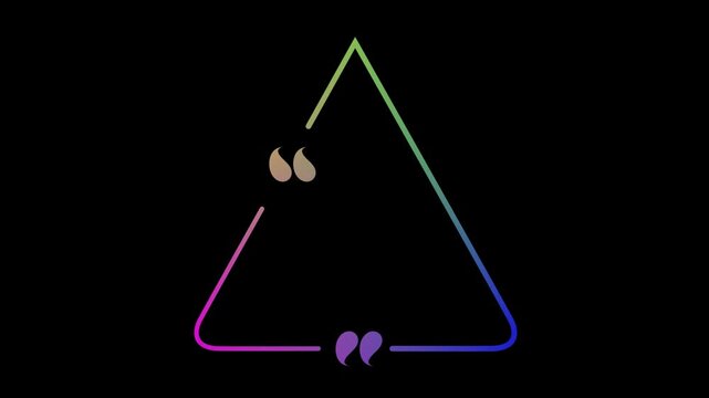 Colorful gradient triangle frame with quote marks quotation text box design