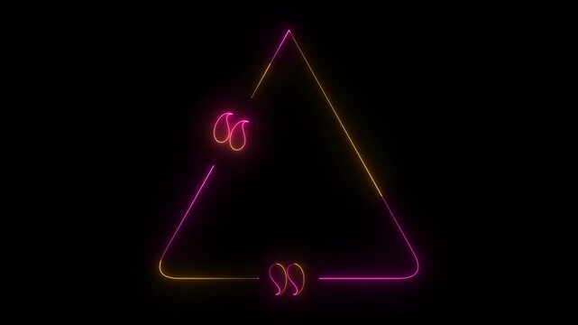 Abstract glowing neon triangle quote frame animation punctuation shape motion