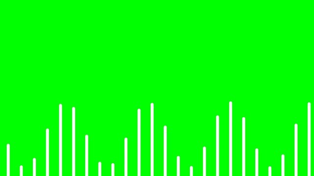 Green screen background with abstract white sound wave equalizer bars.