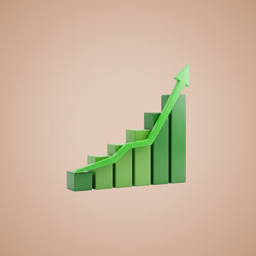 Green upward trending arrow chart on white background