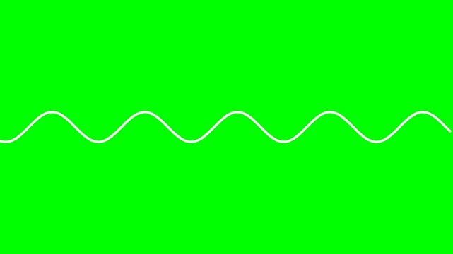 A simple, clean, white sine wave oscillating across a vibrant green background, representing sound or data.