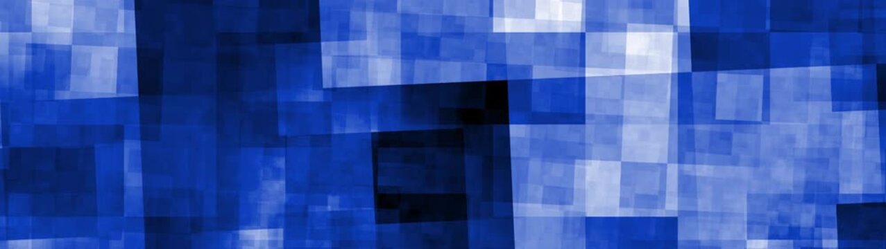 Abstract geometric pattern with shifting blue squares and rectangles forming dynamic digital background motion.