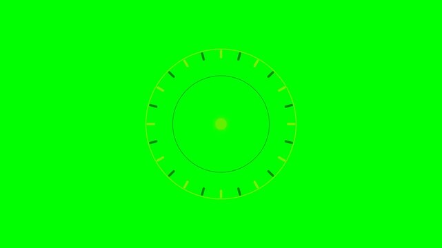 Minimalist circular clock face interface design on a solid green background