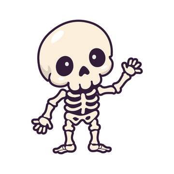 Cute Skeleton Halloween Icon Vector