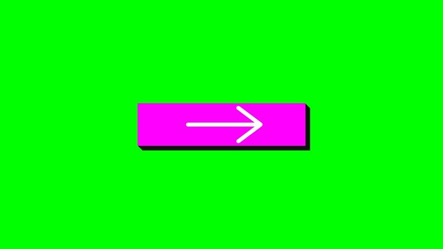A magenta button with a white arrow pointing to the right on a green screen background.