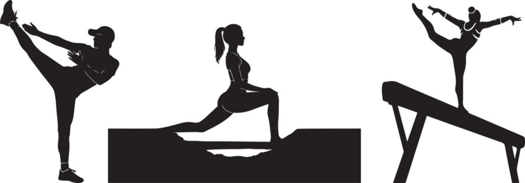 Woman doing stretching exercises on a bench step