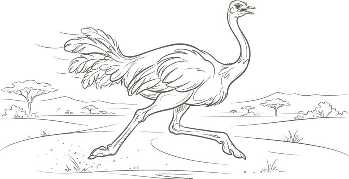 ostrich cartoon coloring page