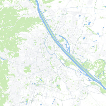 Minimal vector city map of Vienna with streets, parks and Danube River