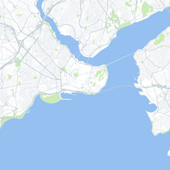 Fototapeta premium Minimal vector city map of Istanbul with streets, waterways and Bosphorus