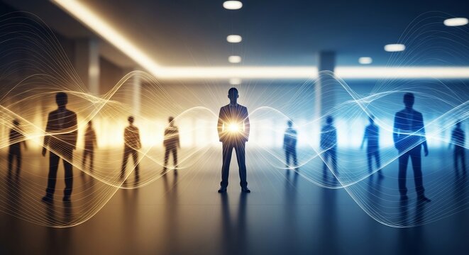 People silhouettes futuristic concept