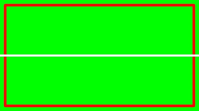 A simple green screen background with a red border and a white horizontal line in the middle.