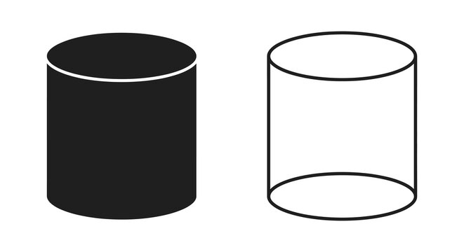 Cylindrical shapes on a white background black and line art style