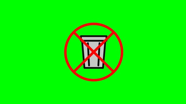 A red prohibition sign with a trash can icon inside, indicating no littering or waste disposal.