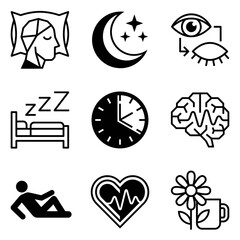 Fototapeta premium Minimalist Sleep and Rest Symbols Collection for Night and Relaxation Themes.
