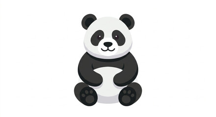 Naklejka premium Cute Sitting Panda Bear Vector Illustration Isolated on White Background