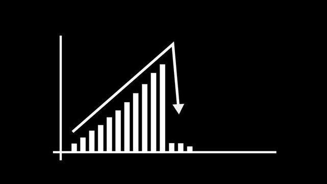 Simple bar chart with an upward arrow growth progress and financial success animation