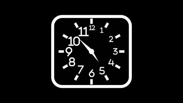 Analog clock icon clean simple design and bold numbers animation
