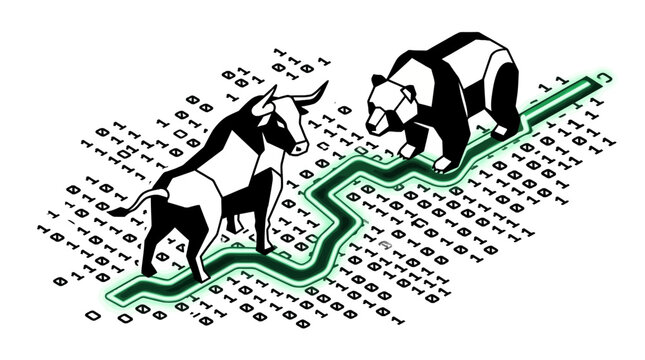 Bull and Bear Market Digital Trading Analysis Concept