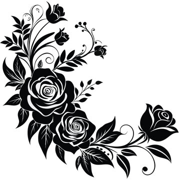 Luxurious Black Floral Corner Decoration Vector Design