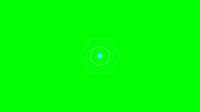 A small minimalist geometric shape centered on a vibrant green background