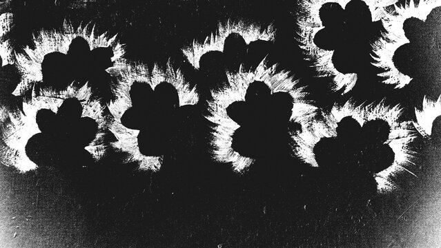 Vintage flowers Overlay Pattern - Abstract Black Grunge flower Pattern Background With Distressed Floral Texture, Isolated On Black Background