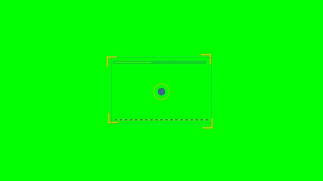 Digital camera viewfinder overlay with focus reticle on a green background