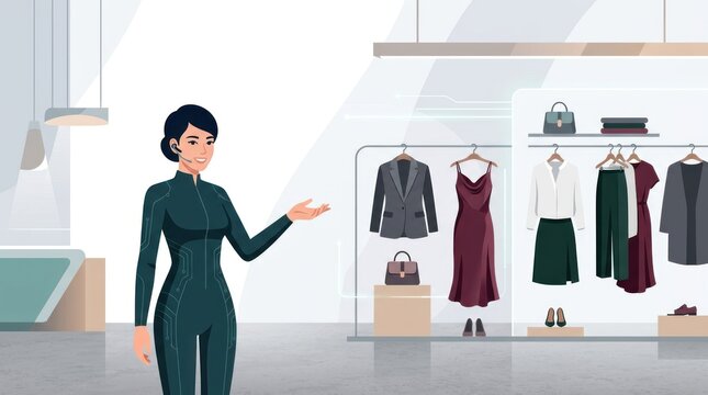 Illustration of the future of the clothing industry supporting artificial intelligence in customer service