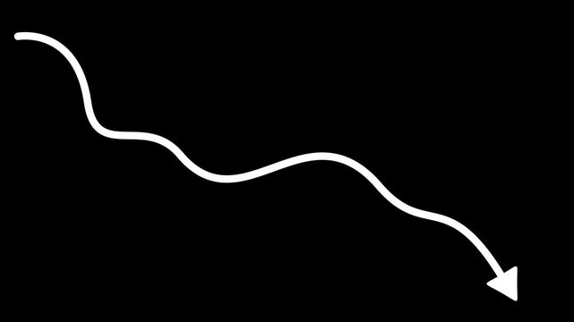 Curved arrow line pointing downward simple minimal graphic animation