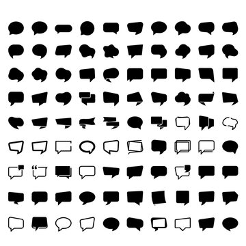 100 Minimal Abstract Speech Bubble Shapes Black White Editable Vector Collection
