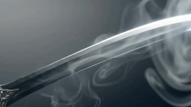 Sword emitting glowing smoke with mystical energy effects