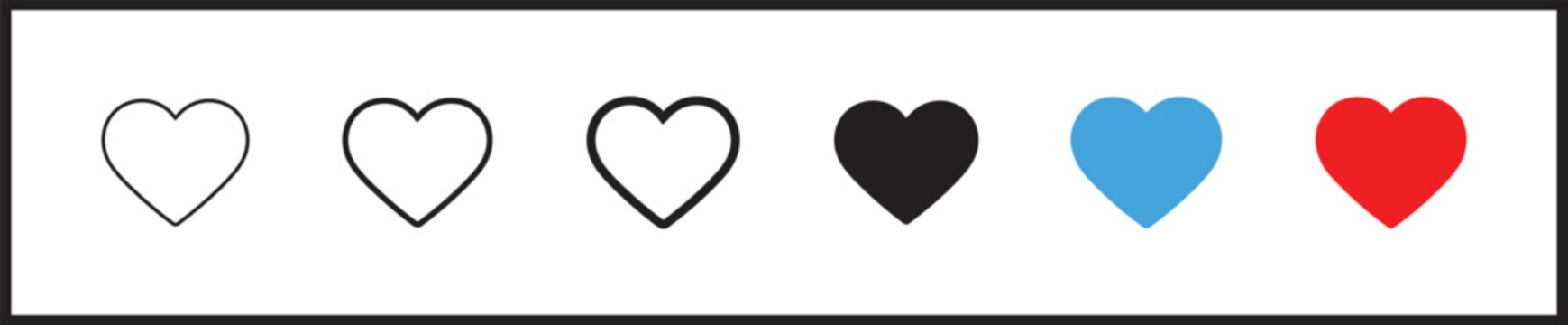 Heart icon set love symbol pictograms for like favorite romance and social media reaction vector design